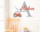Name Tractor Wall Decal